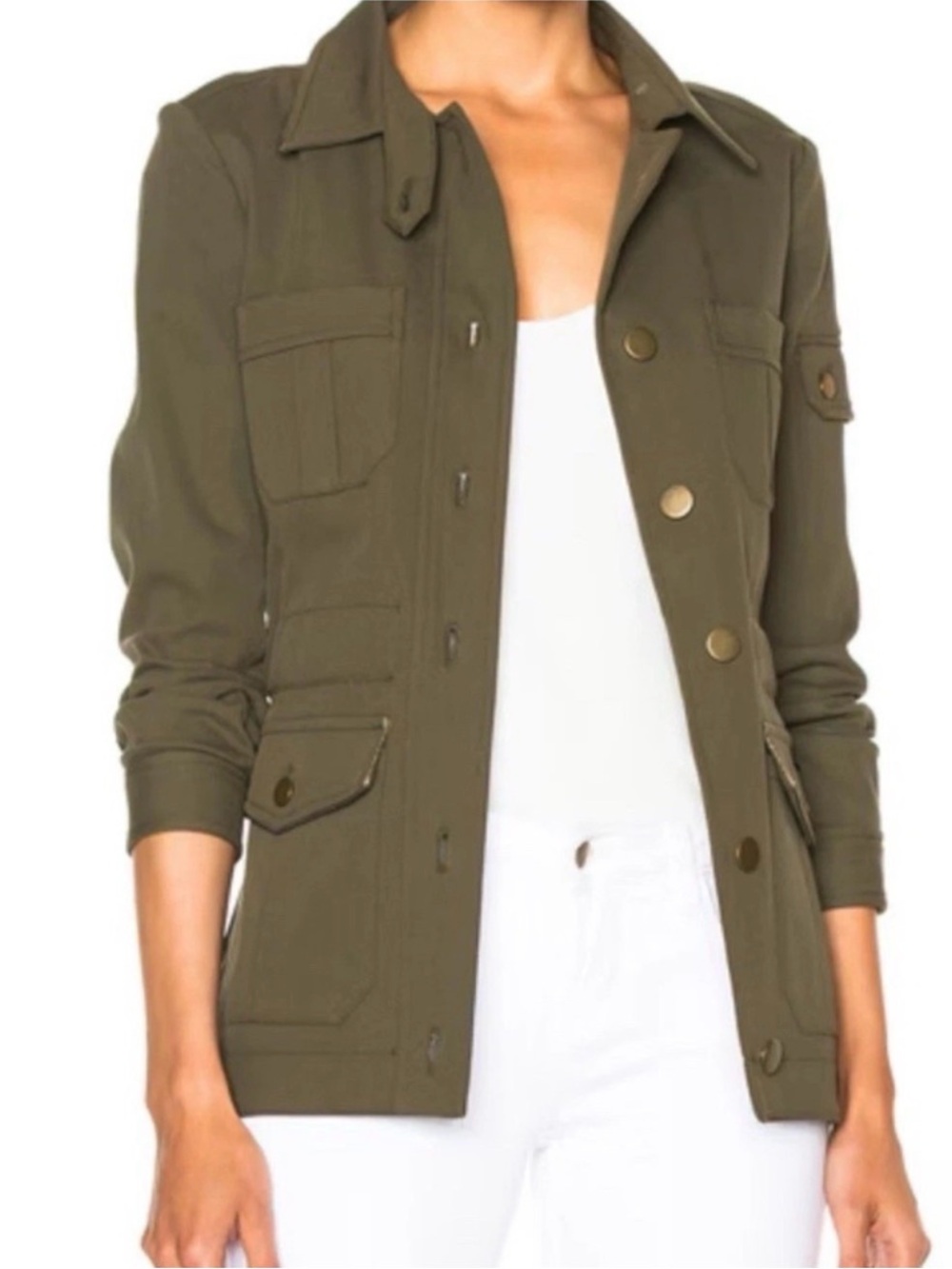 Veronica Beard Camp Military Jacket Olive Green